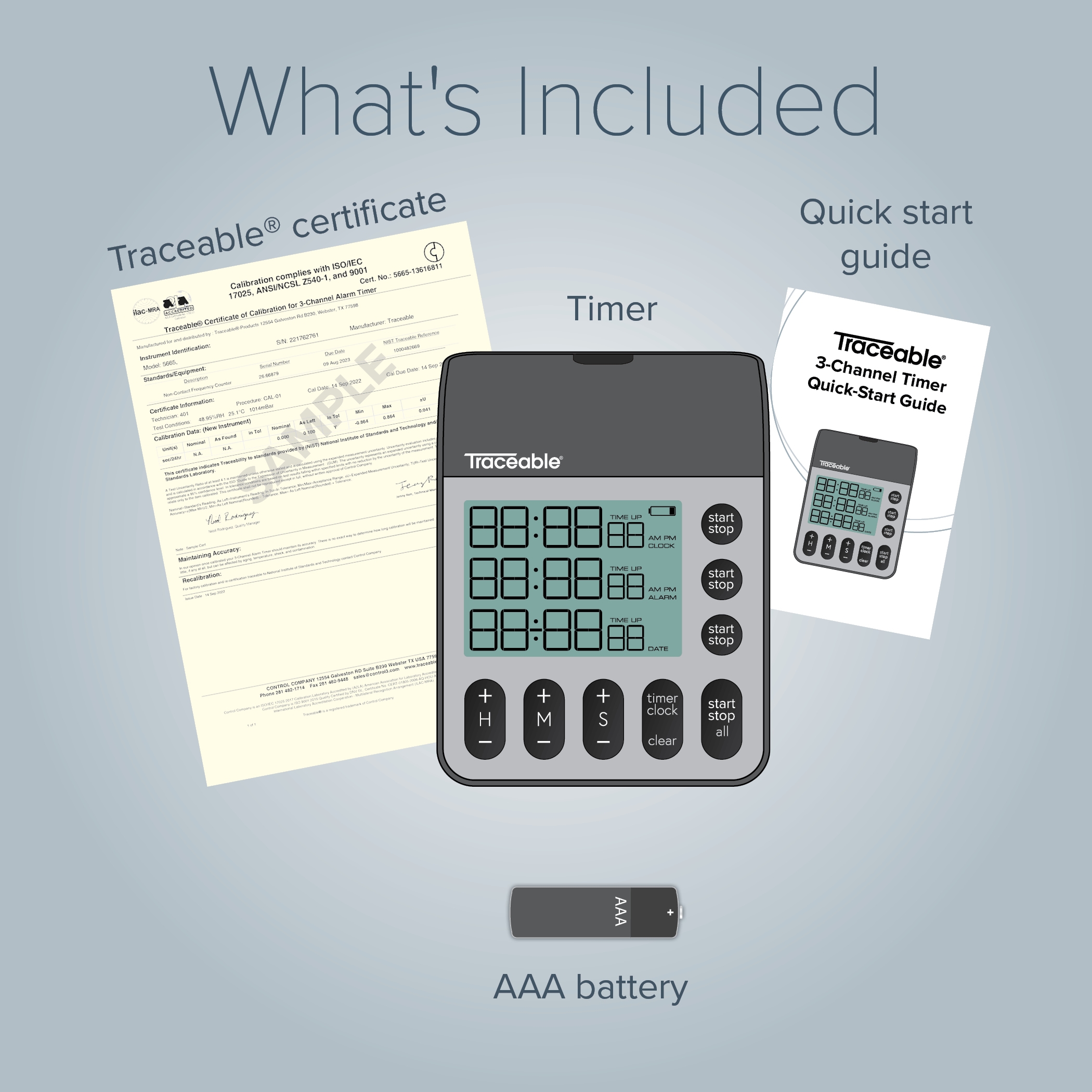 Traceable® Triple-Display Clock/Timer with Calibration