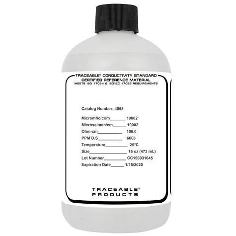 4068 ISO 17034 & ISO 170254 Traceable®  Conductivity Standards (CRM)-10000 Mircosiemens