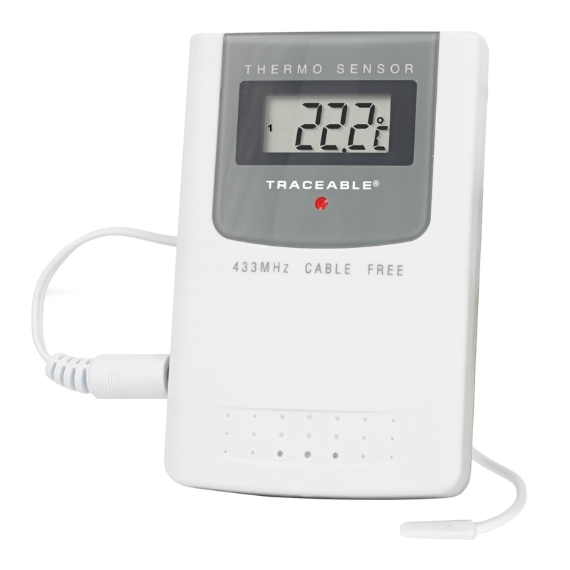 Compact Monochrome Digital Thermometer with Remote Outdoor Sensor