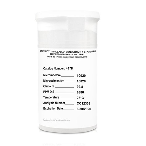 4178 Traceable One-Shot Conductivity Standards (CRM)-10,000 Microsiemens