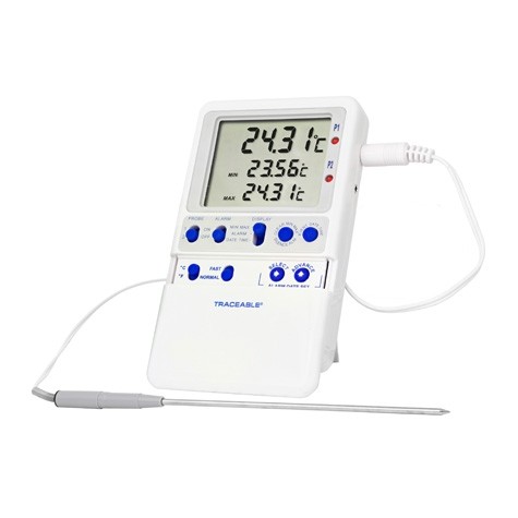 Traceable Remote Probe Thermometer with Calibration; ±1.0°C Accuracy (-20  to 100°C)