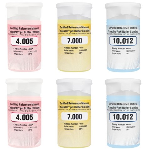 4890 Traceable COLOR One-Shot pH Buffer Standards (CRM) 6-Pack Assortment