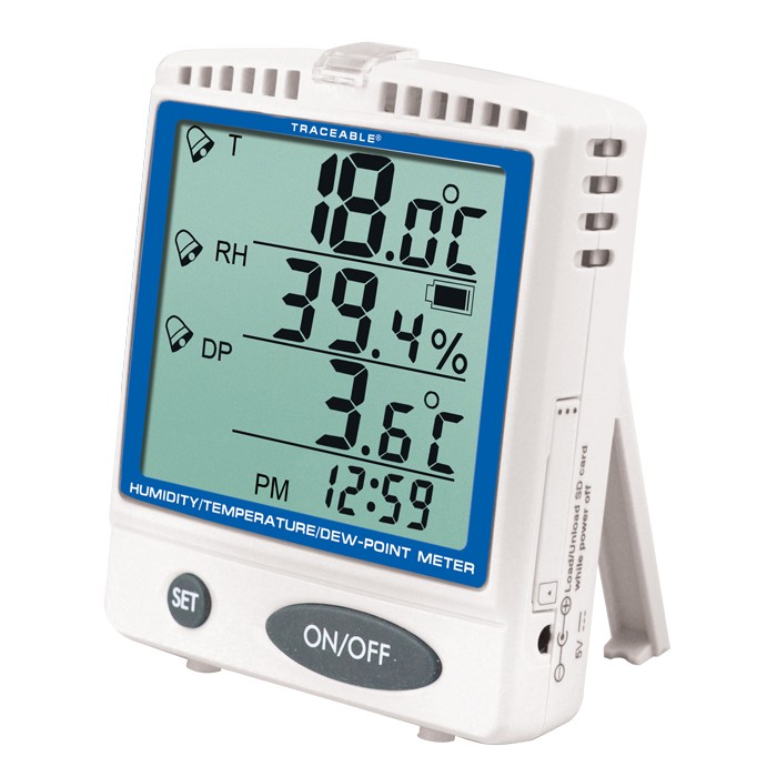 Memory-Card Humidty Temperature Dew Point Traceable Thermometer