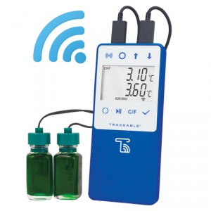 Traceable Wi-Fi Data Logging Refrigerator/Freezer Thermometer Compatible with TraceableLIVE® Cloud Service; 2 Disconnect Bottle Probes
