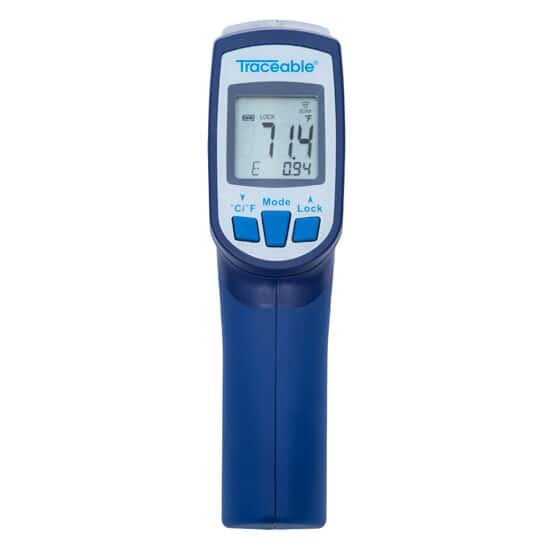 Circle Laser Infrared Thermometer with Type K Probe; Adjustable Emissivity
