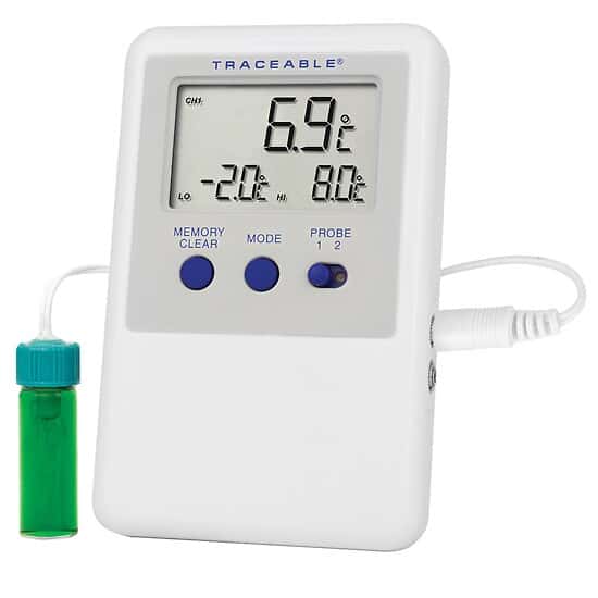 Calibrated Refrigerator/Freezer Thermometer; 1 Vaccine Bottle Probe