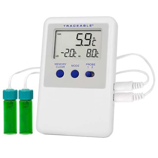 Calibrated Refrigerator/Freezer Thermometer; 2 Vaccine Bottle Probes