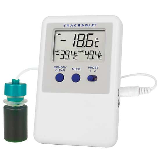 Calibrated Refrigerator/Freezer Thermometer; 1 Plastic Bottle Probe