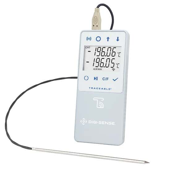 Liquid Nitrogen Wi-Fi Data Logger Compatible with TraceableLIVE® Cloud Service; 1 SS Probe