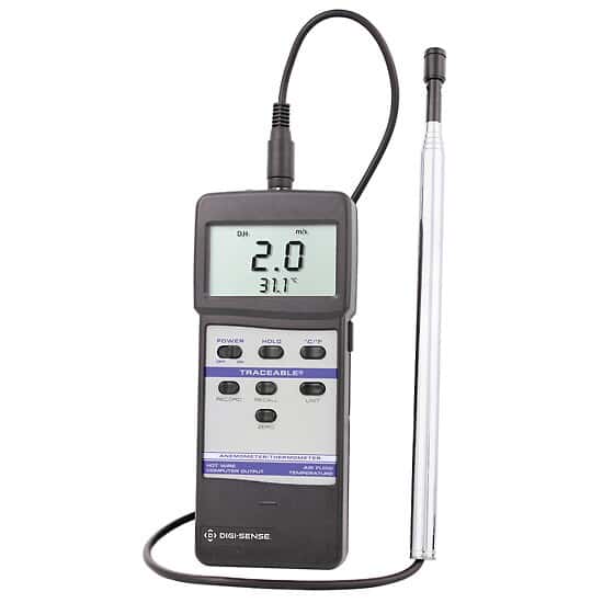 Hot-Wire Thermoanemometer with RS-232 Output and Calibration