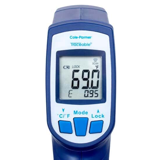 Circle Laser Infrared Thermometer with Type K Probe; Adjustable Emissivity - Image 7